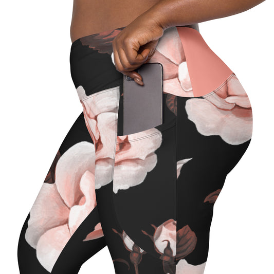 Pink Rose Leggings with pockets